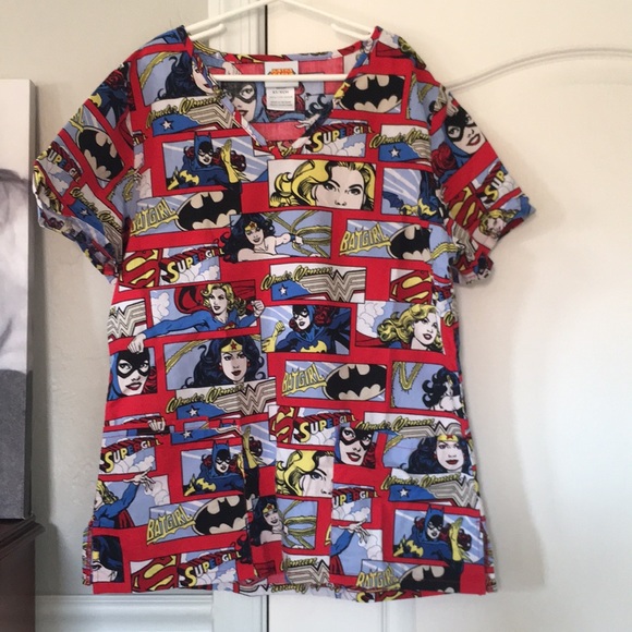 •Justice League Women’s Super Hero Scrub Top• - Picture 1 of 5